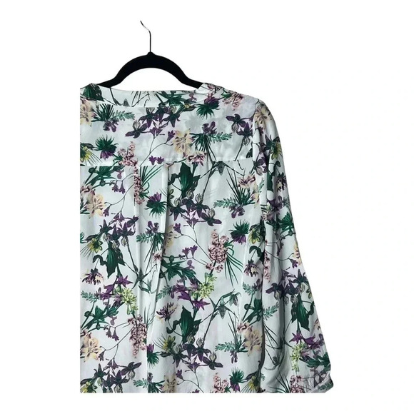 1302. AMOUR VERT NEW WITH TAGS LONG SLEEVE BLOUSE 100% SILK FLORAL PATTERN MED‎ - Picture 8 of 10